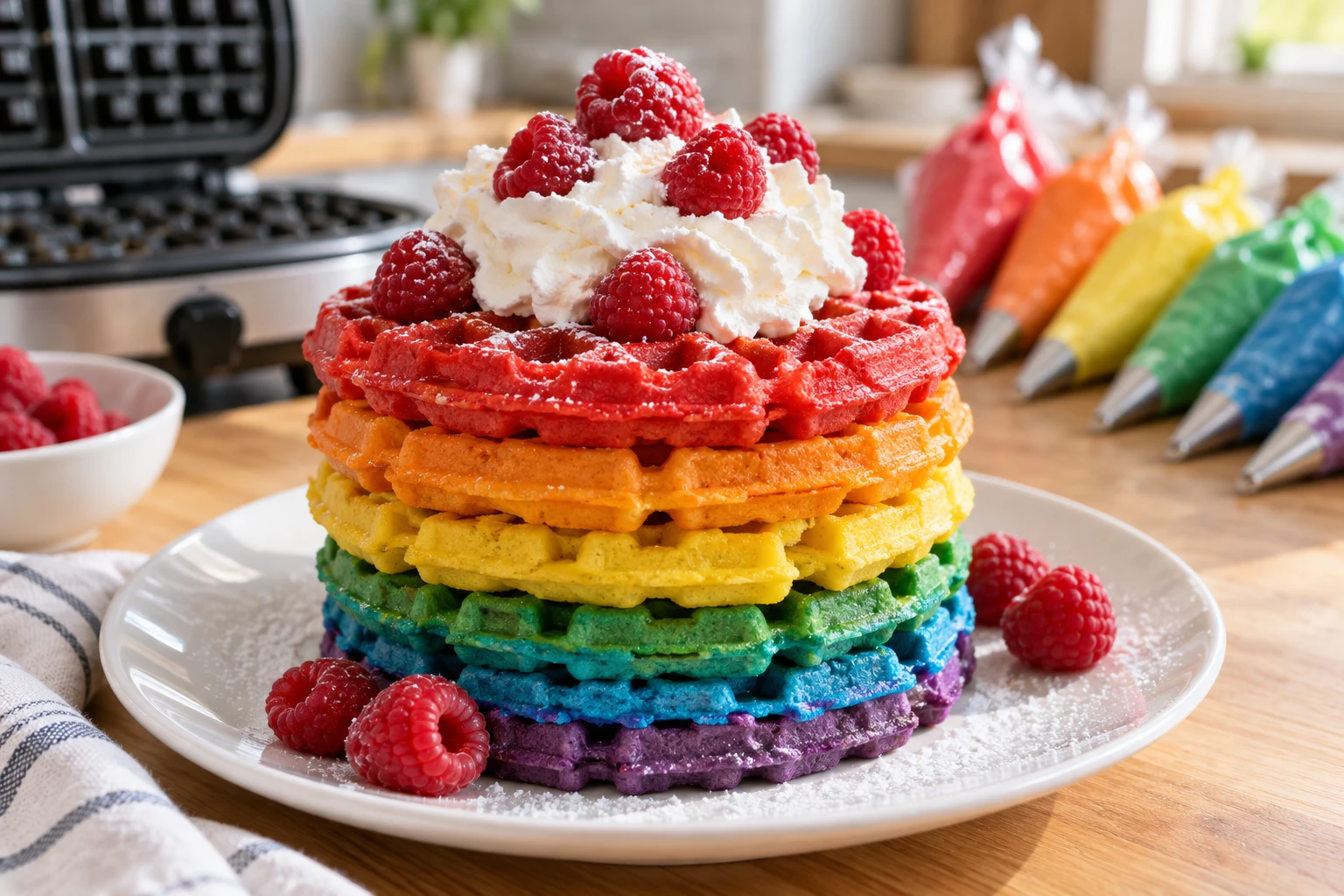 Recette gaufre arc en ciel : des couleurs vives au gaufrier