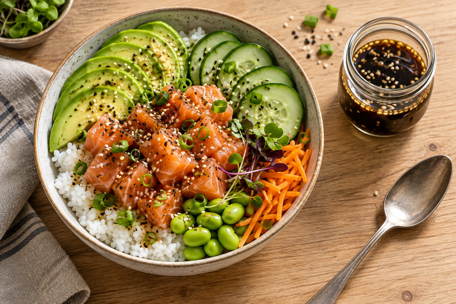 Sauce poke bowl : mes recettes dosées selon la protéine